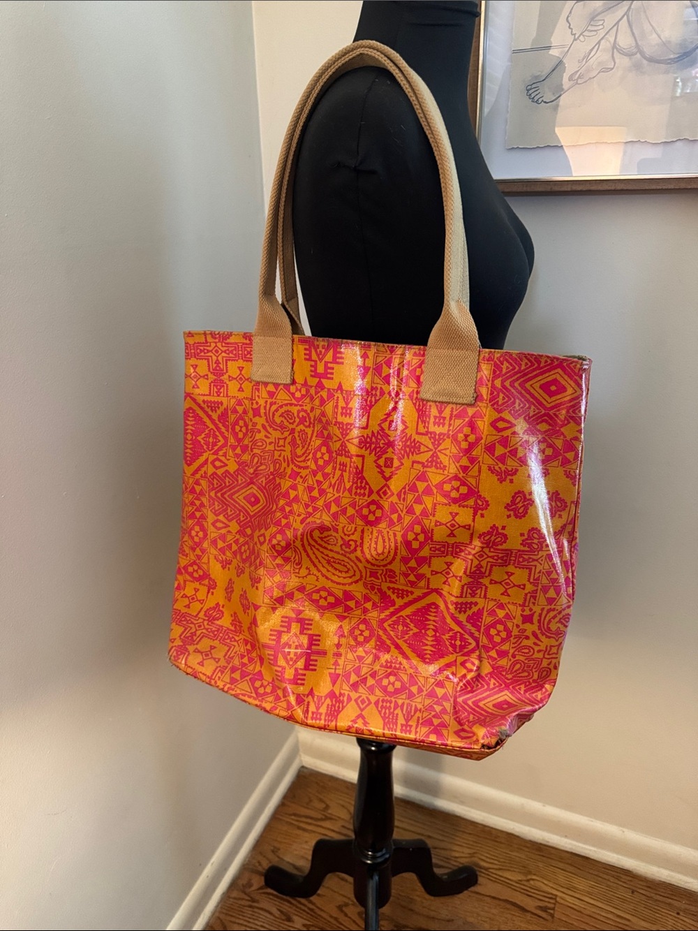 Pendleton Orange/Yellow Vinyl-Coated Canvas Tote Bag